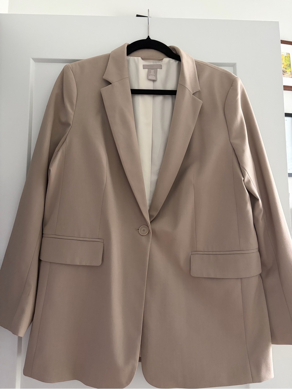 H&M Taupe Single-Button Tailored Blazer